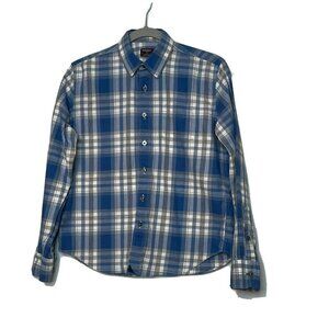 UNTUCKit Boys Shirt Size 14 Button Up Plaid Blue Grey